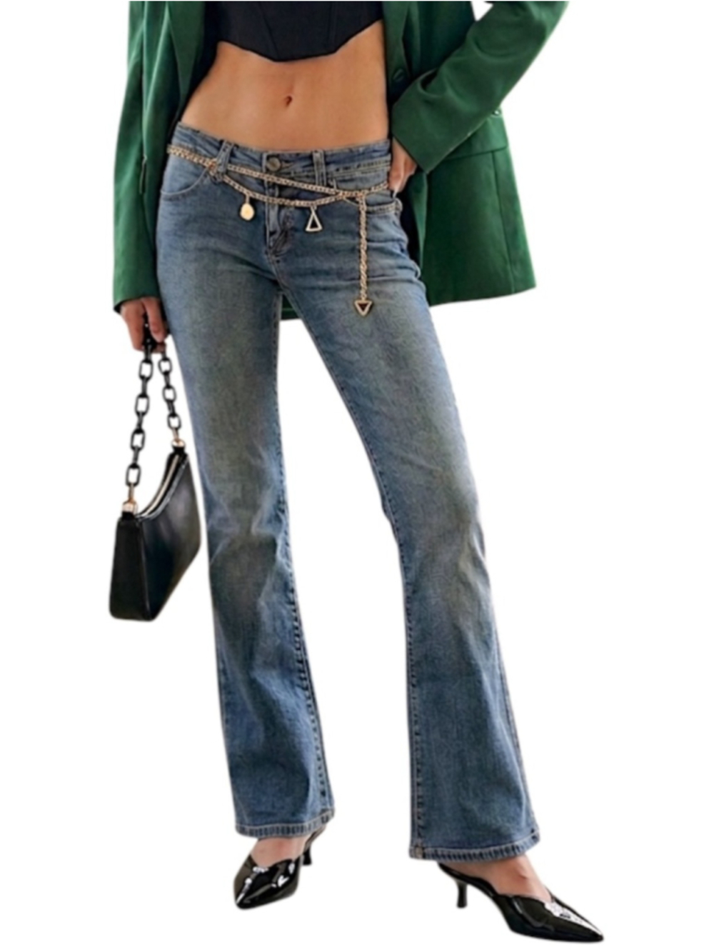 Y2K Mavie Marie flare sexy low rise slim stretch jeans faded indigo 28 / 34